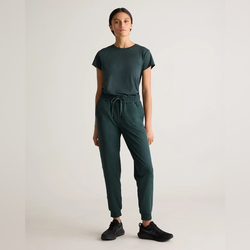 Quince Flowknit Boyfriend Joggers Heathered Green Size Small Athleisure Jogger - Picture 2 of 10